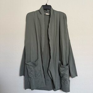 Pact Green Organic Cotton Open Cardigan Size XS/S Oversized Pockets Layering